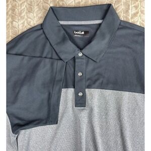 Bollé‎ Men's Golf Polo Shirt 2XL Blue Gray Color Block Short Sleeve Casual
